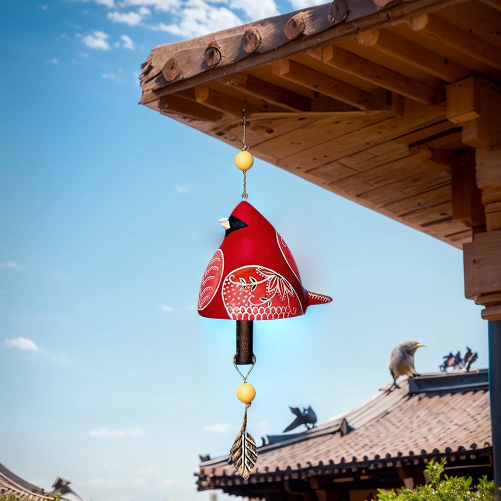 Cute Bird Song Bell Resin Wind Bell Hanging Ornaments Hanging Rustic Wind Chime for Wall Window Door Housewarming Gift