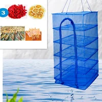4 Layers Drying Fishing Net Hanging Basket Foldable Vegetable Fish Dishes Dryer Rack Bag Mesh Cage Flowers Buds Plants Organizer 1