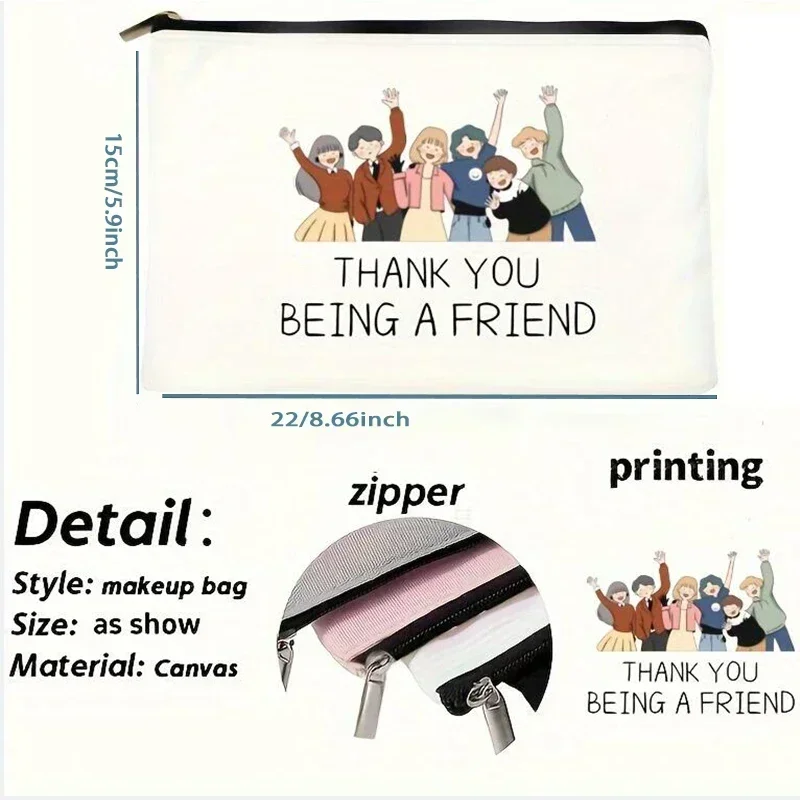 Whimsical Cat Canvas Women Makeup Bag Portable Travel Cosmetic Bag with Zipper Lightweight Female Coin Pouch Fashion Girls Purse 4