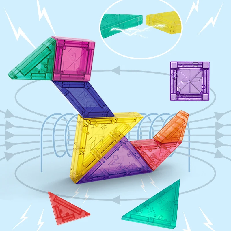 1Set Creative Children 3D Magnetic Tangram Toys Baby Early Learning Funny DIY Puzzle Block Toys Kids Fun Holiday Birthday Gifts