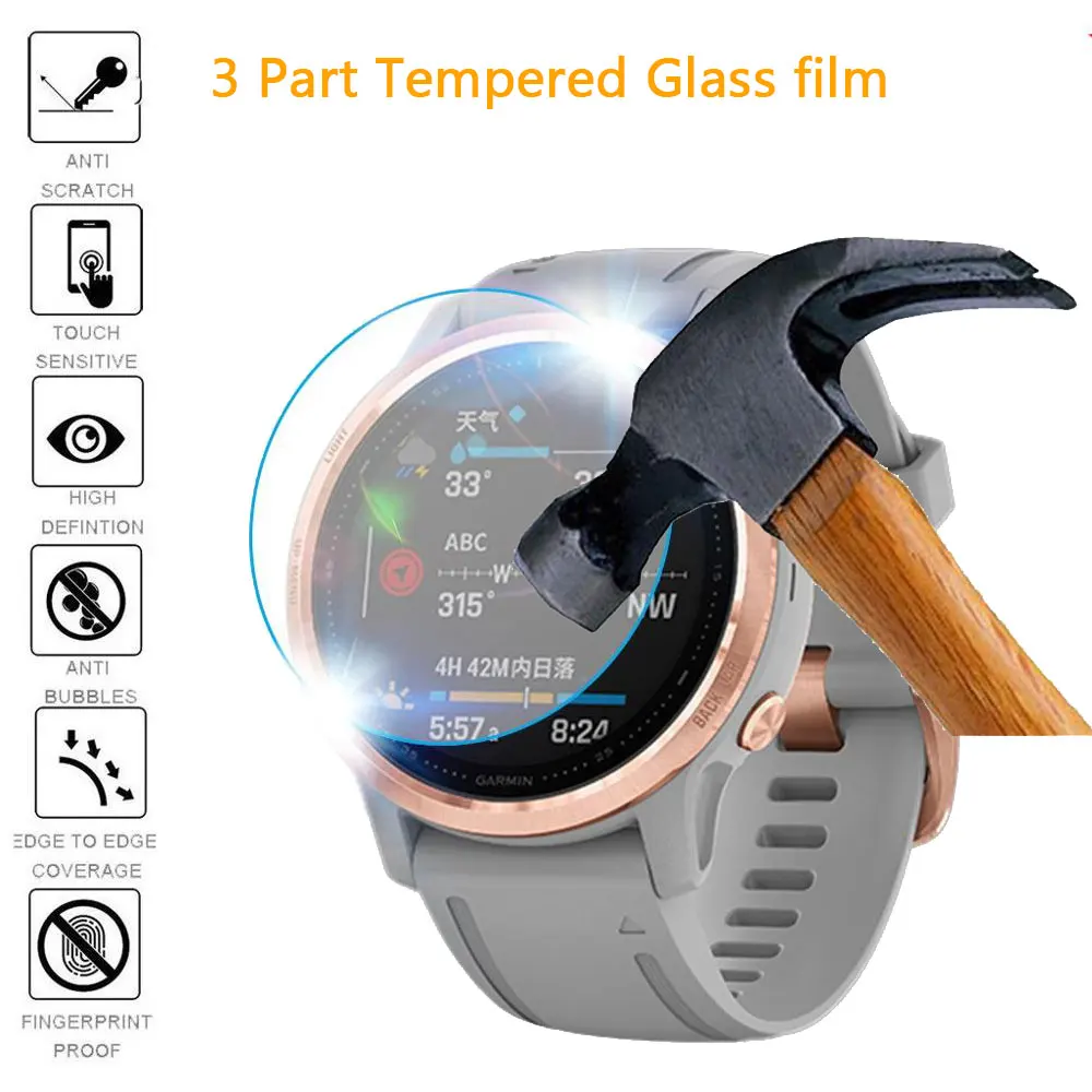 Ultra Clear Tempered Glass Watch Screen Protector Film - 3 Pack