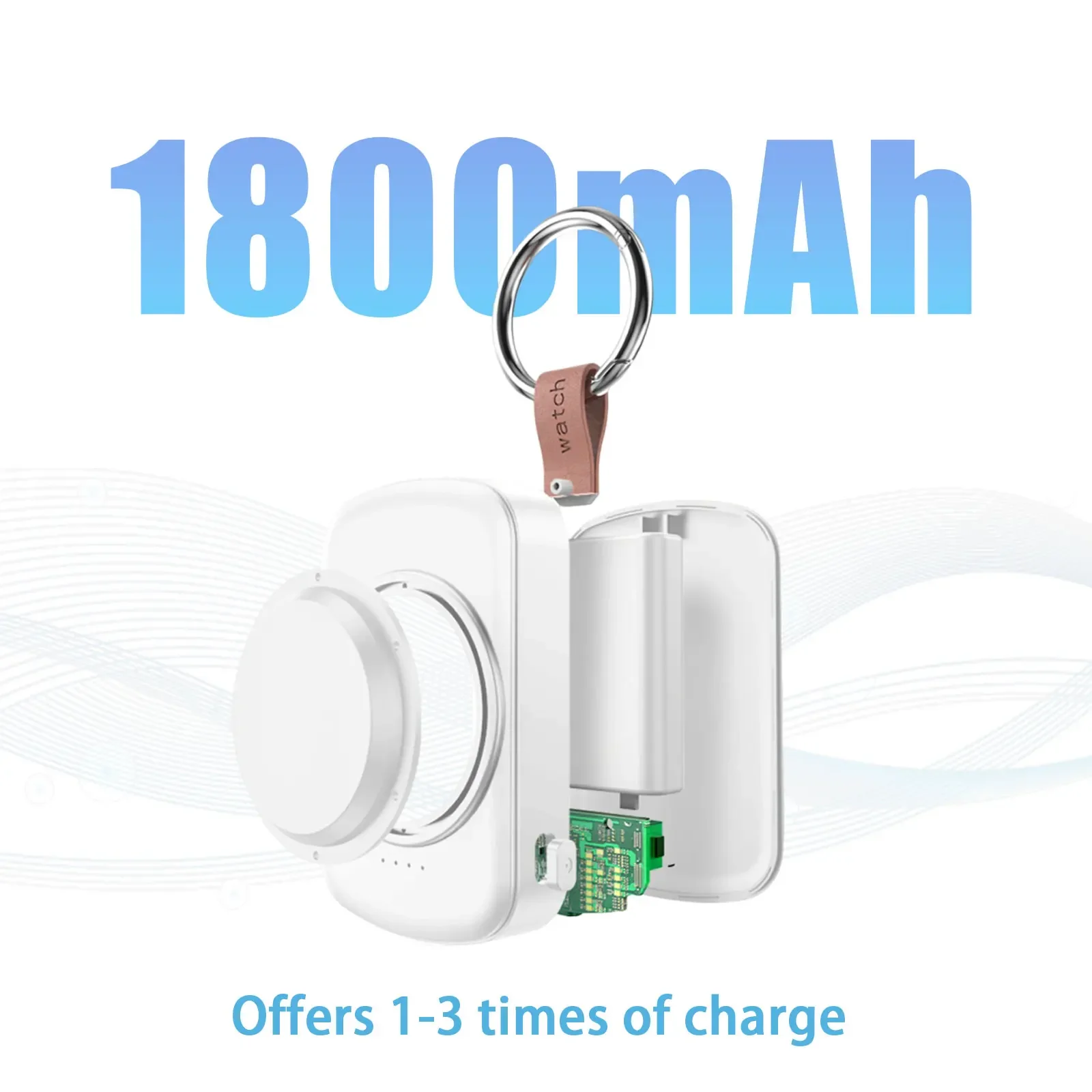 Magnetic Wireless Portable Watch Charger with 1800mAh Battery and USB Type-C Fast Charging
