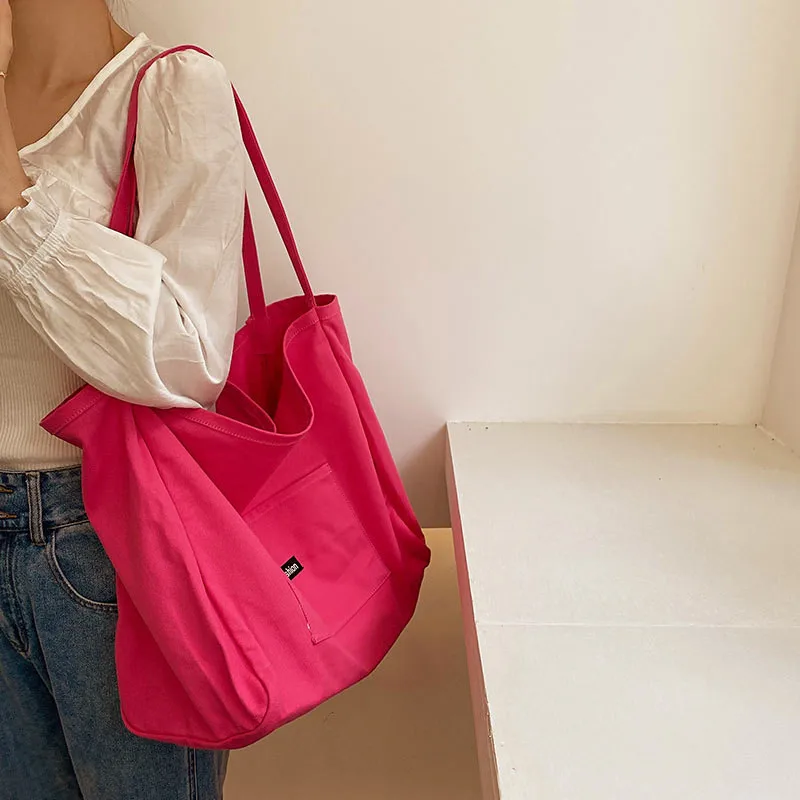 Korean style Canvas Tote Bags For Women Large Capacity Handbag Casual Shoulder Bag Shopping Bag Gilr Purse bolsa feminina