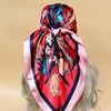 Women 90X90CM New Shawls The Four Seasons Beach Scarves Fashion Model Square Silk Hijab Popular Design Sunscreen Headscarf 3