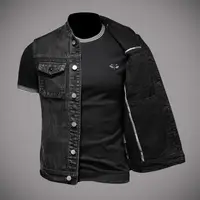 2024 nouvelle veste en jean pour hommes gilet de moto rétro mode vêtements d'équitation de moto décontracté polyvalent gilet en jean vêtements pour hommes 2