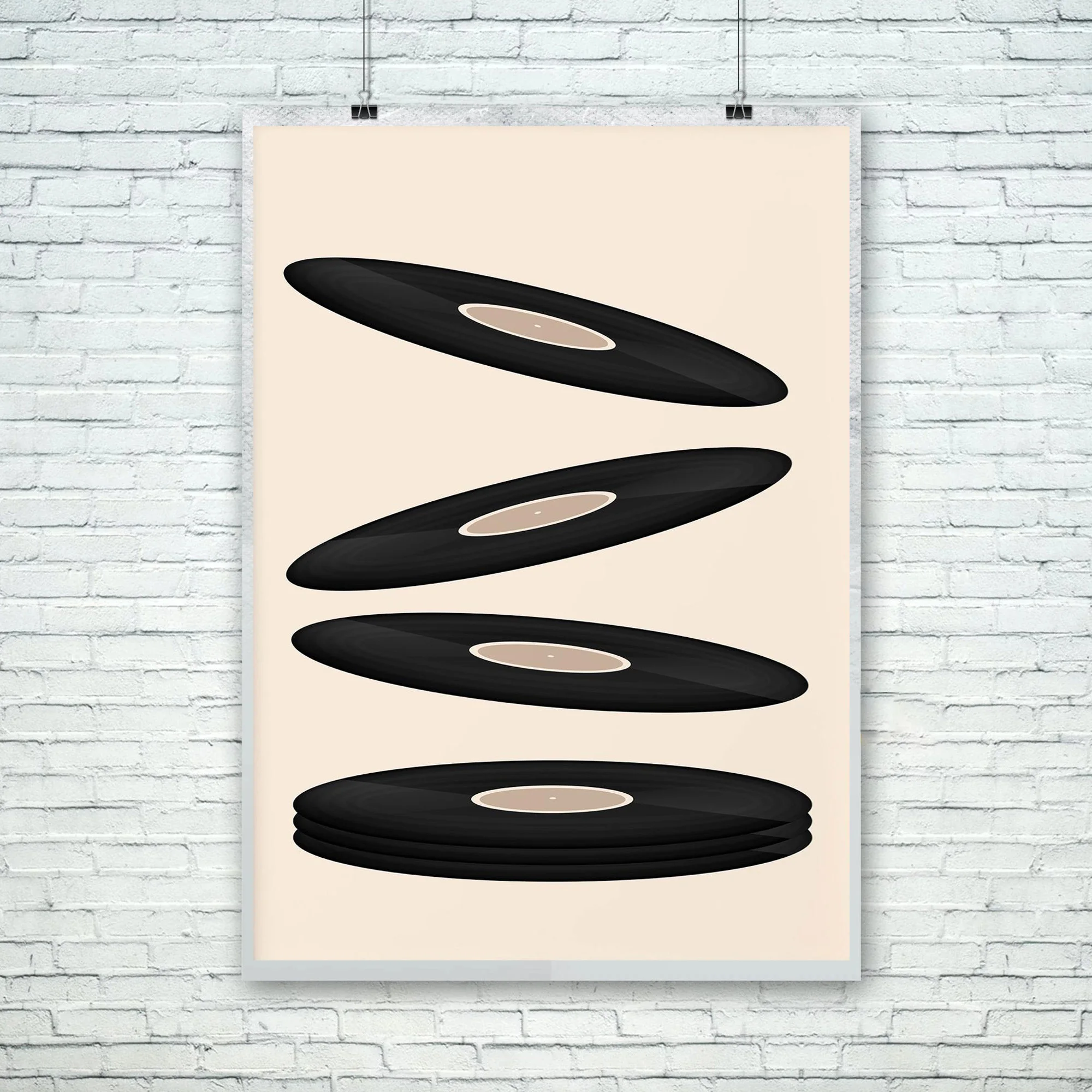 Cartoon Abstract Semplice Musica in bianco e nero Disco in vinile Poster Stampe su tela Immagini d'arte Camera Decorazione della parete di casa Regalo - immagine 4