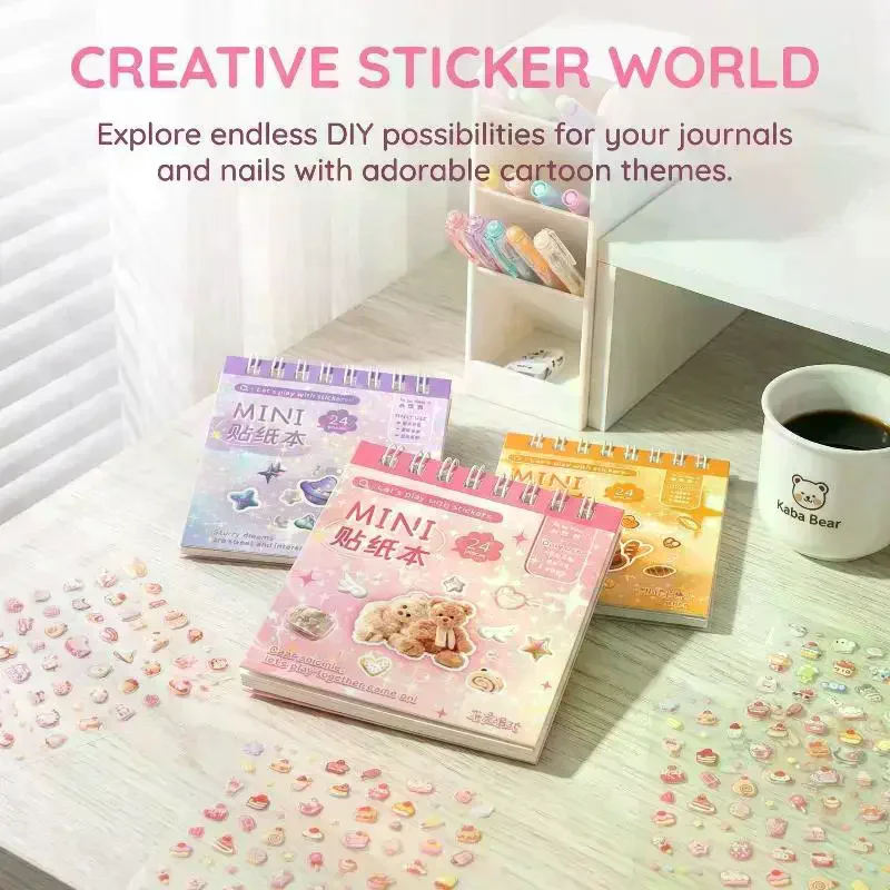 24 Pezzi/Pacco Adesivi Decorativi Kawaii per Scrapbooking, Collage e Diario, Decorazioni Carine per Artigianato - immagine 5