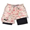 Men's Double Layer Fitness Shorts Men Fitness Gym Training 2 in 1 Sports Shorts Quick Dry Workout Jogging Double Deck Summer 1