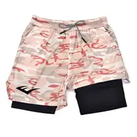 Men's Double Layer Fitness Shorts Men Fitness Gym Training 2 in 1 Sports Shorts Quick Dry Workout Jogging Double Deck Summer 1