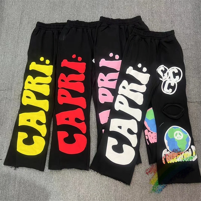 

Puff Print Project Capri Flared Sweatpants Men Women Casual Pants Jogger Sweat Pants Terry Trousers