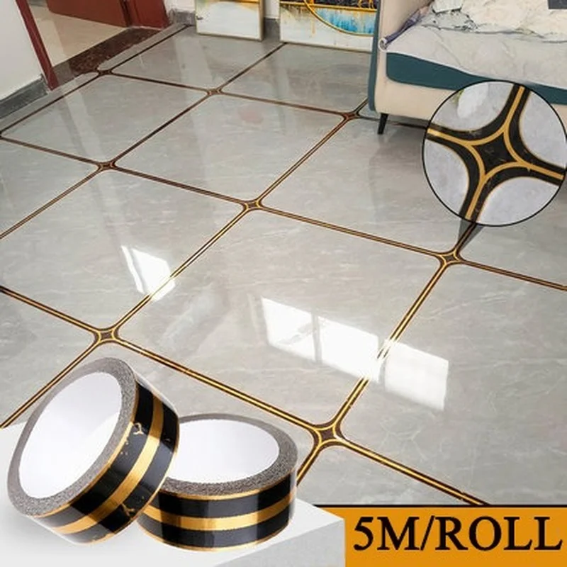 5M/roll Self-adhesive Ceramic Tile Gap Tape Mildewproof Waterproof Frame Decoration Line for Wall and Floor Edge | Дом и сад