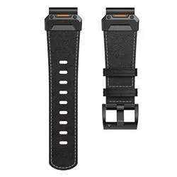 Premium Genuine Leather Quick Release Watch Strap - 22mm/26mm Cowhide Band - 26mm (Black)