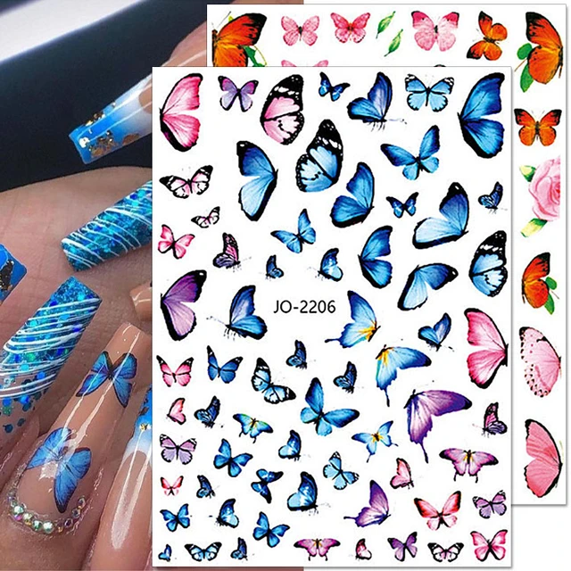 Butterfly Flower Nail Art Decal Sticker - Nailodia