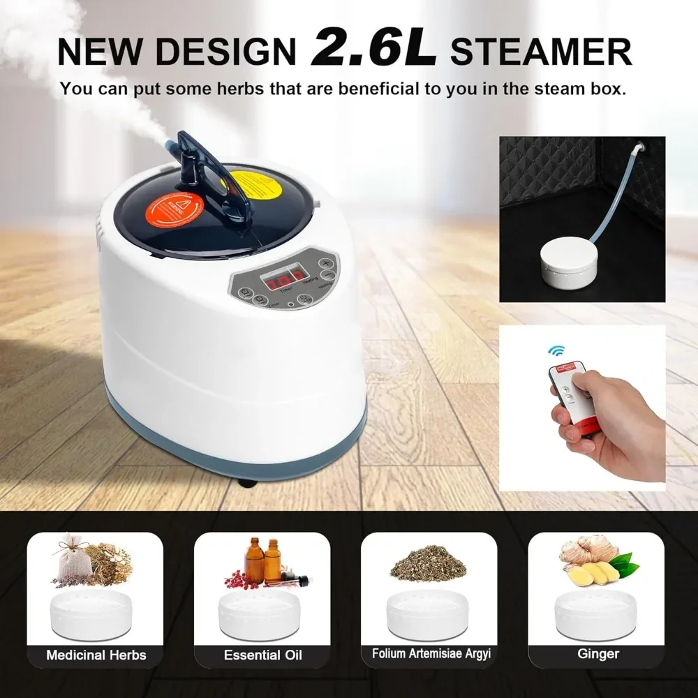 Steam Sauna Box, Portable Sauna for Home, Person Sauna Tent at Home Spa with 2.6L & 1500W, Remote Control, Home Saunas 3