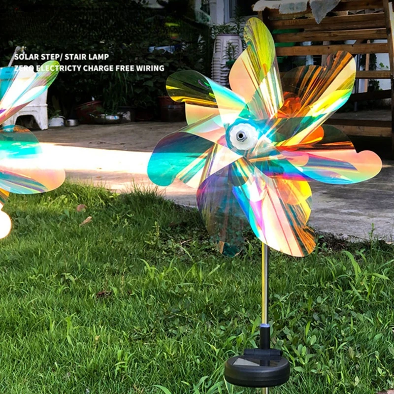 LED Solar Fantasy Wind Light Garden Floor Lamp Lawn Waterproof Outdoor Windmill Lighting Landscape Decorative