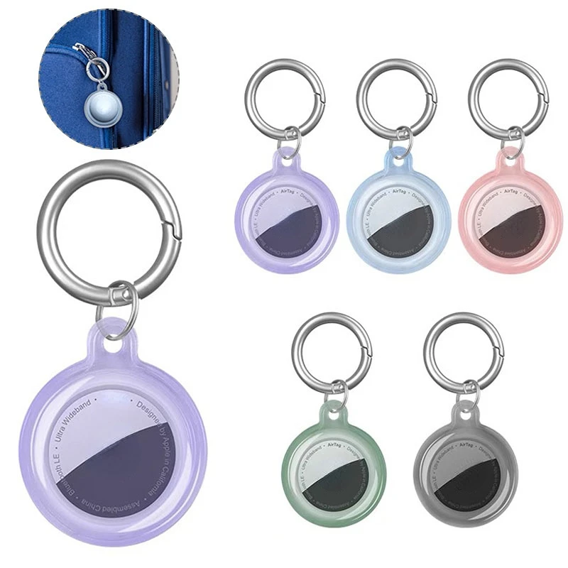 

Pet Apple Airtags Locator Anti-Lost Tracker Transparent Shell Airtag Keychain Silicone Protective Cover Wholesale Customization