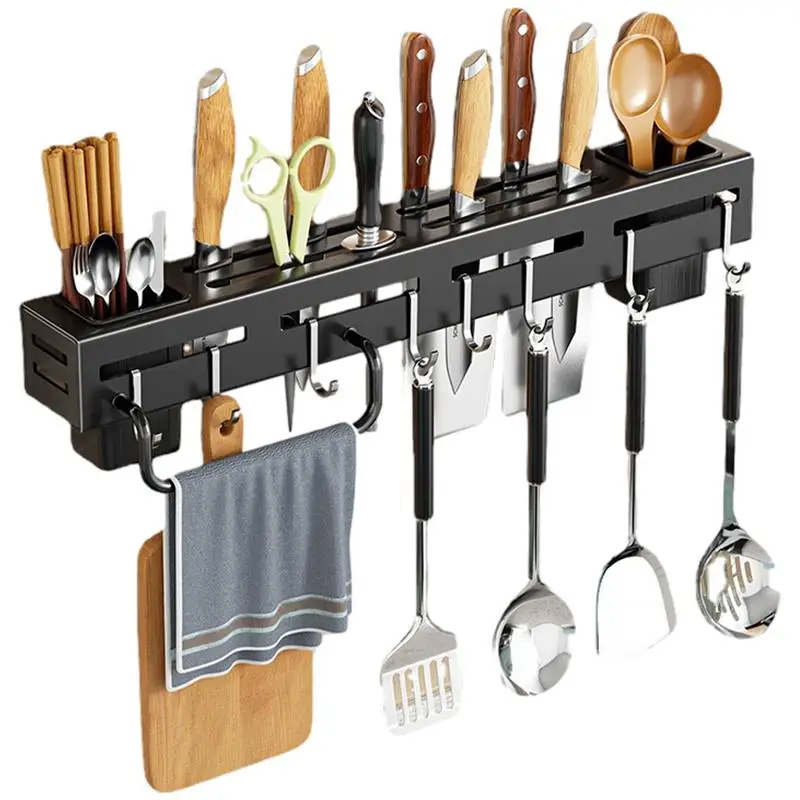 Wall Hanger For Knives Chopsticks Holder Multifunctional No Punch With Hooks Knives Rack For Storing Chopsticks Scissors