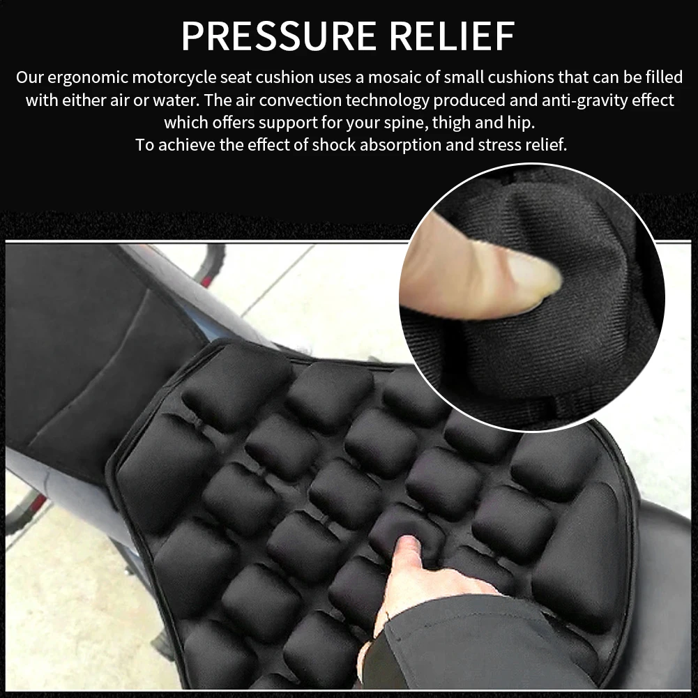 Motorcycle Air Seat Cushion Pressure Relief Ride Seat Cushion TPU  Water-Fillable