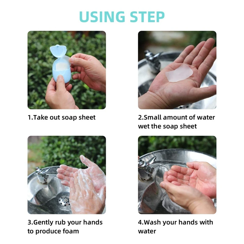 Mini Portable Disposable Travel Paper Soap Sheets 6 Boxes (300 Sheets) Foaming Hand Washing Bath Scented Hand Soap 7.5 X 5.5Cm