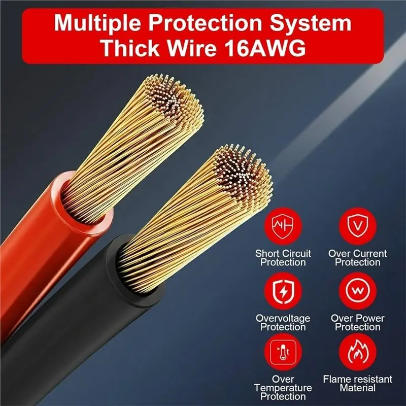 스위치가 있는 시가 라이터 플러그 2M 연장 케이블 12V/24V 16AWG 구리선(LED 표시기 및 15A 퓨즈 포함), 자동차 어댑터