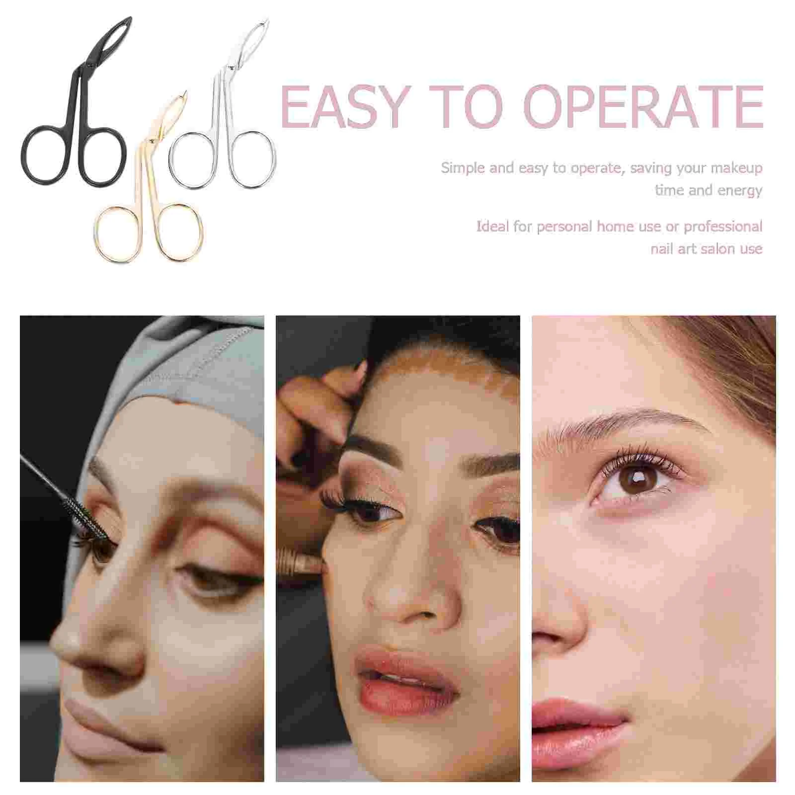 3 Pcs Eyebrow Tweezers Scissor Handle Nose Hair Trimmer Straight Tip Golden Miss 2