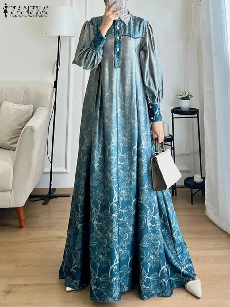 

Платье ZANZEA женское с длинным рукавом, модный сарафан с принтом в мусульманском стиле, абайя, длинный сарафан в богемном стиле, кафтан, изящный хиджаб