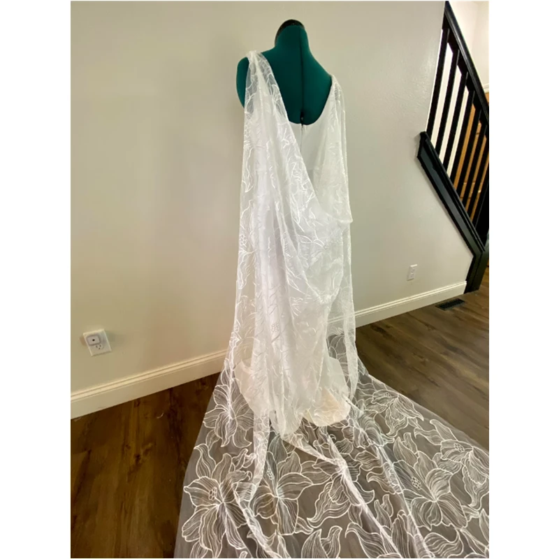 Morning Glory Floral Bridal Veils Wedding Accessories for Brides With Comb Embroidered Flowers Cathedral Long bridal veil