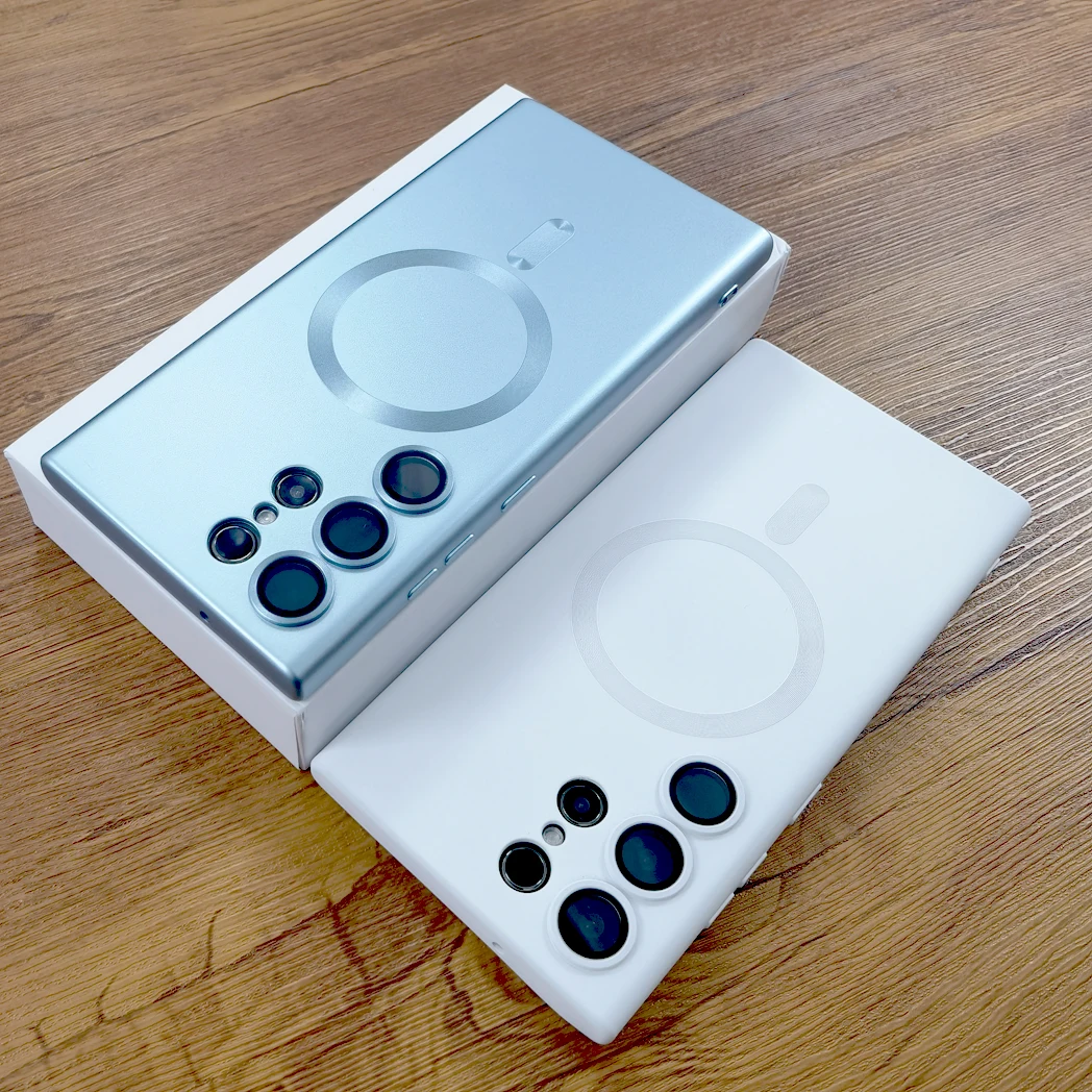 Custodia morbida in silicone Samsung Galaxy S24 S23 S22 S21 Ultra Plus S 24 23 22 21 5G per Magsafe Carica wireless Coperture complete_voghion.com