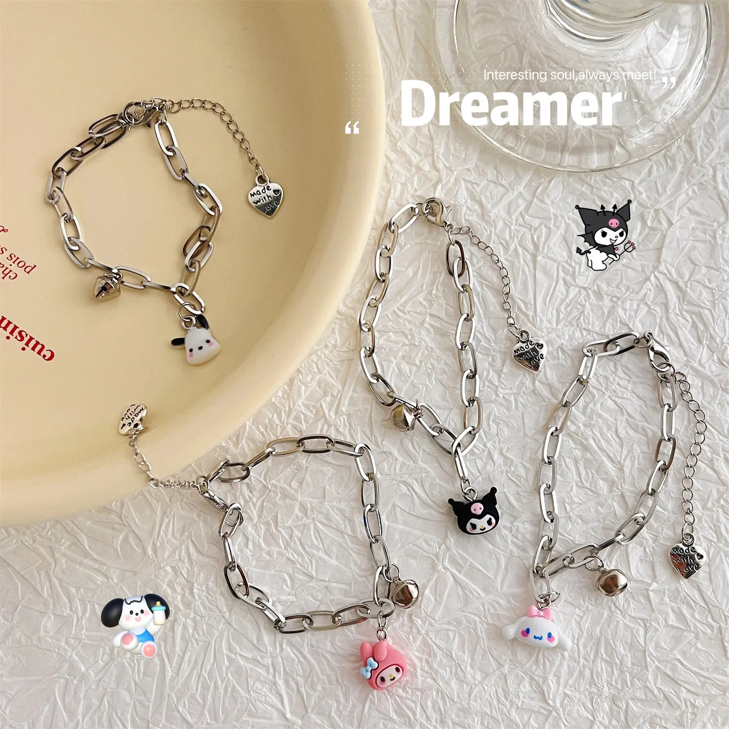 Sanrio 925 Sterling Silver Hello Kitty Kuromi Cinnamoroll Cartoon Charm  Pendant Fit Pandora Bracelet Original Women Jewelry Gift - AliExpress