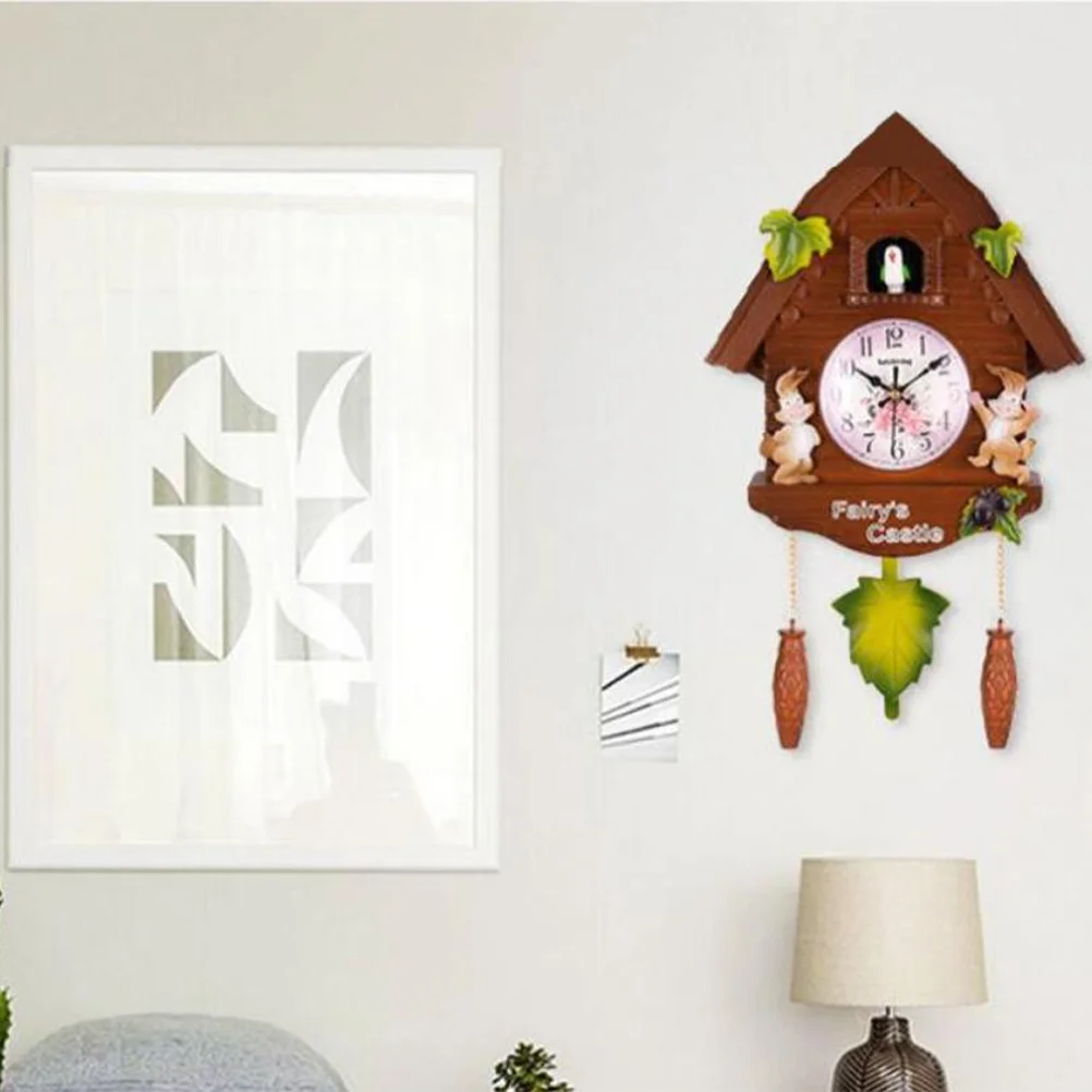 

Silent Decorative Wall Clock Telling Time Quartz Clock Hanging Ornament for Bedroom Living-room Bar without - Brown