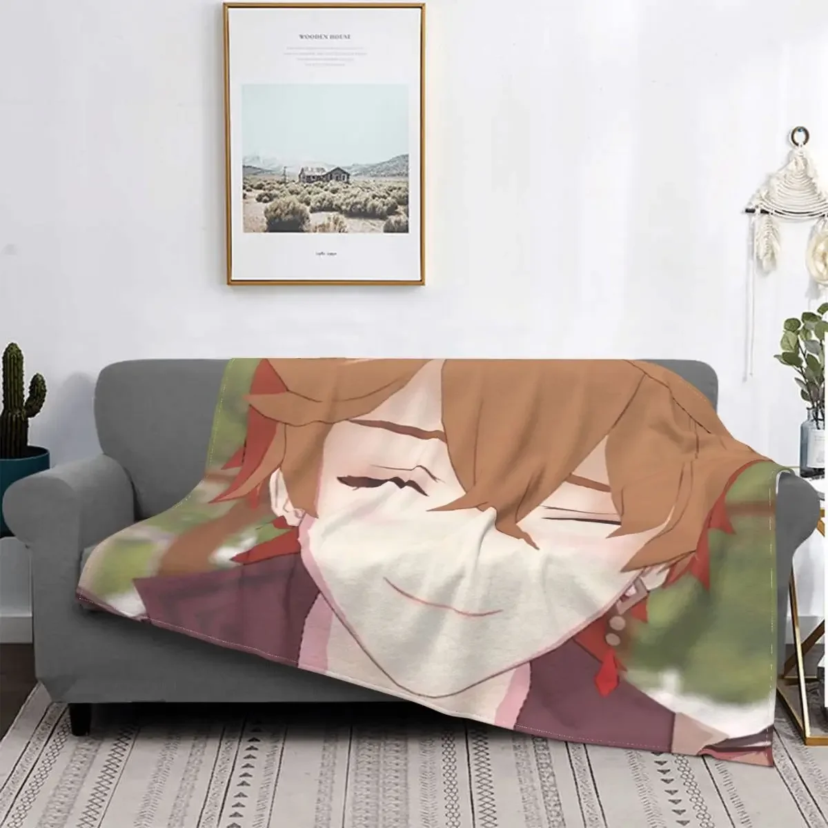 

Ajax Childe Genshin Impact Blanket Flannel Summer Anime Cute Multifunction Lightweight Throw Blankets for Home Car Rug Piece