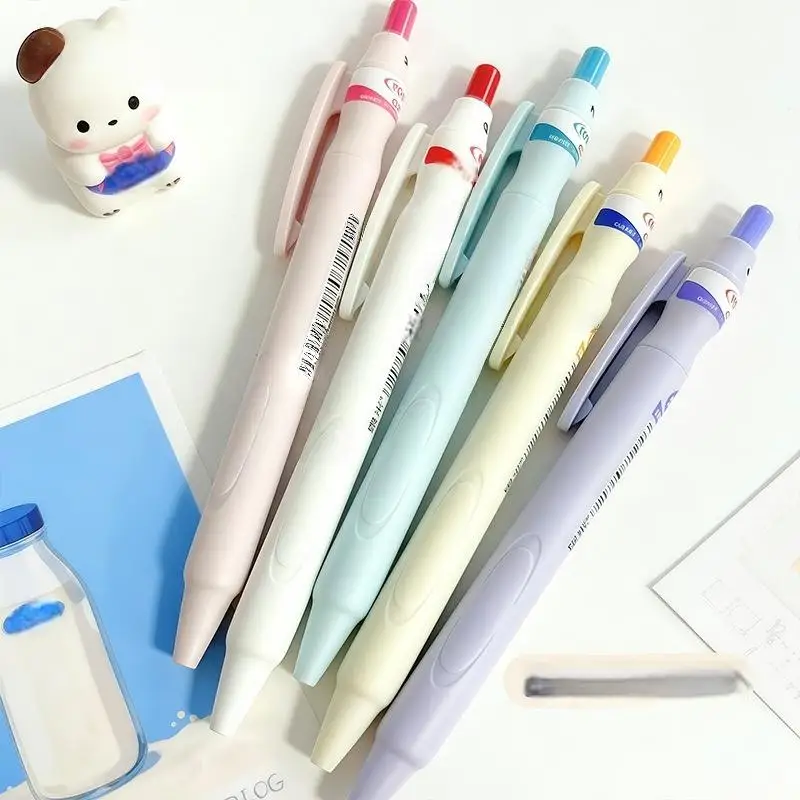 5Pcs 0.5mm 대용량 재미있는 빠른 건조 펜 크리 에이 티브 우유 병 젤 펜 간단하고 귀엽고 세련된 검은 펜