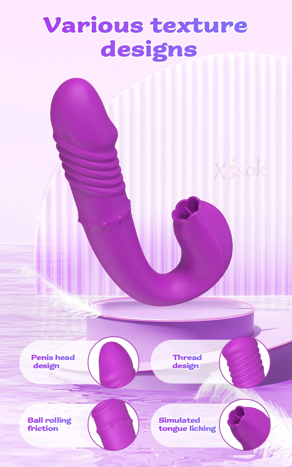 Tongue Licking Rotating Dildo Vibrator for Women Clitoral Stimulator Vaginal Massager G-Spot Vibrator Wand Female Adult Sex Toys