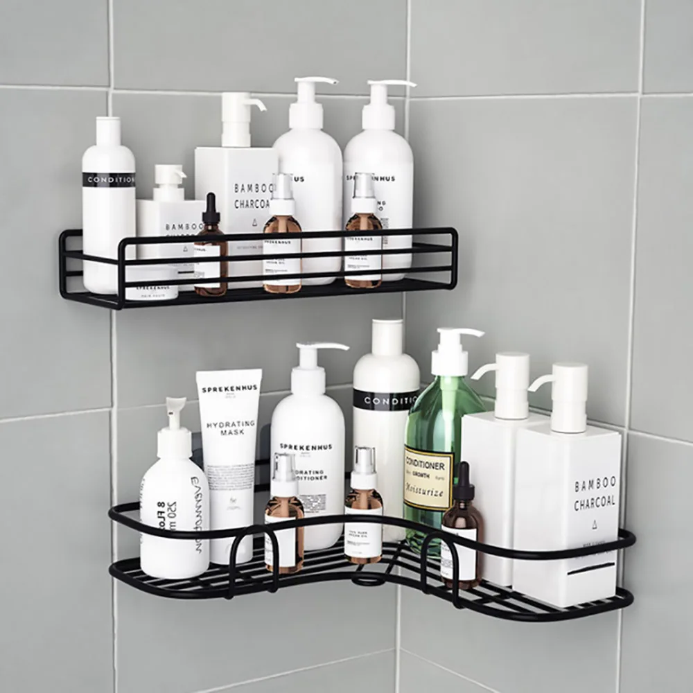 1/2PCS Bathroom Metal Shelf No-Drill Metal Corner Shelf Shower Storage Shelf Bracket Bathroom Accessory Organizer Shampoo Shelf 2