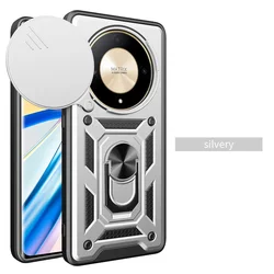 Durable Armor Case with Lens Protection Ring - Premium Cover and Coque s for Honor X8b (Silver)