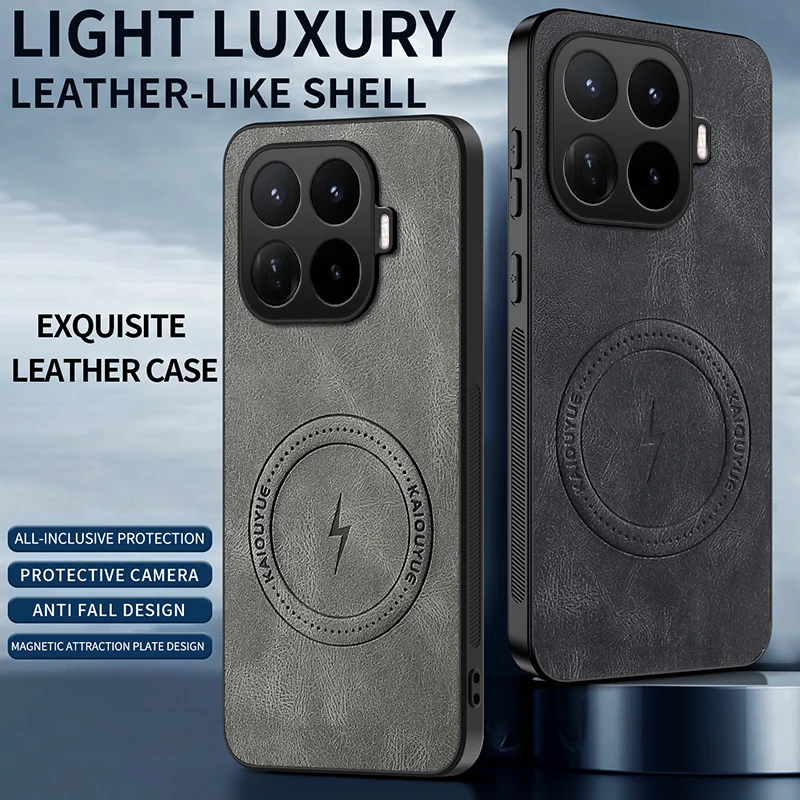 Premium PU Leather Shockproof Phone Case with Textured Hard Plastic Cover