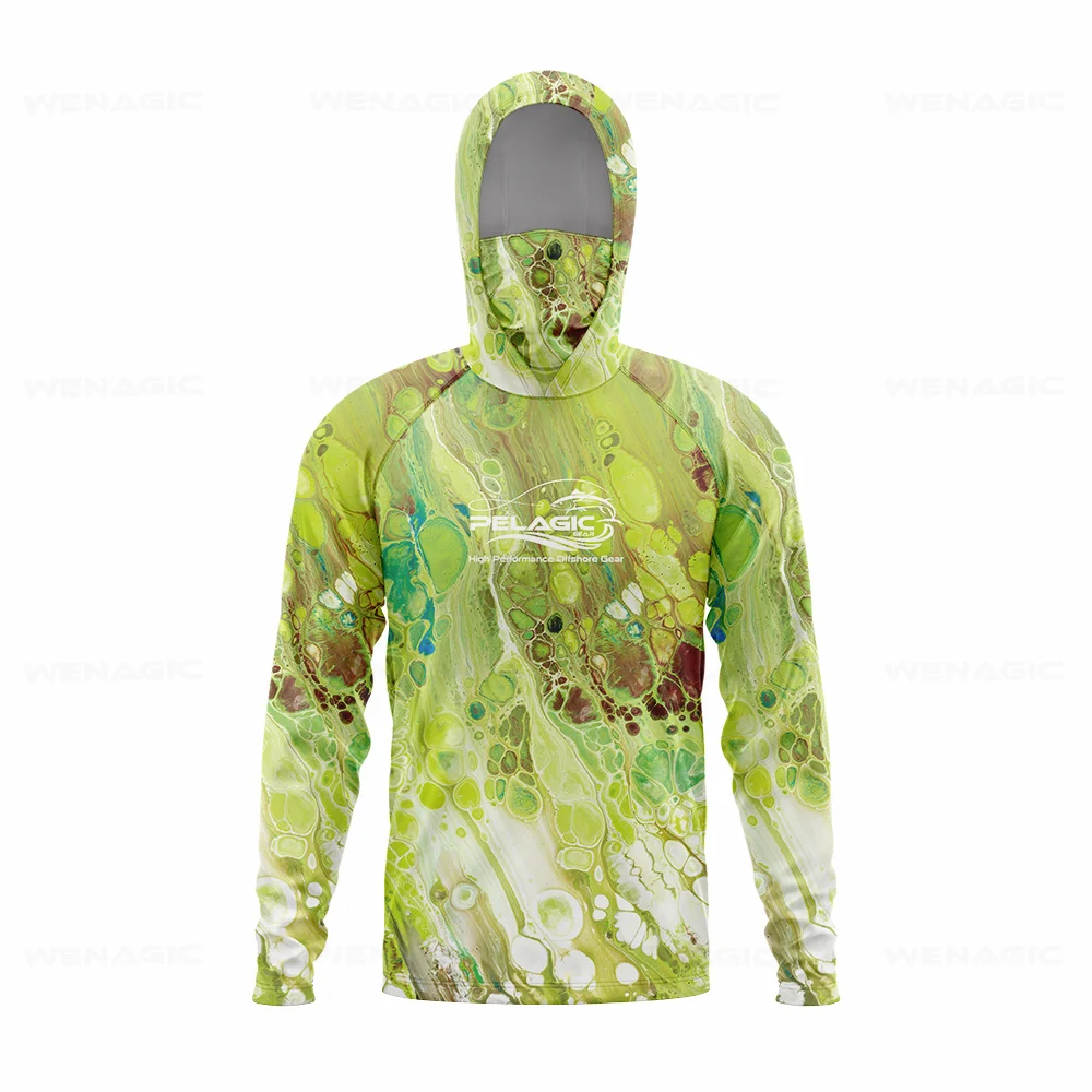 Men Hood Fishing Shirt long sleeve Fishing clothing Fishing t shirt uv protection Apparel