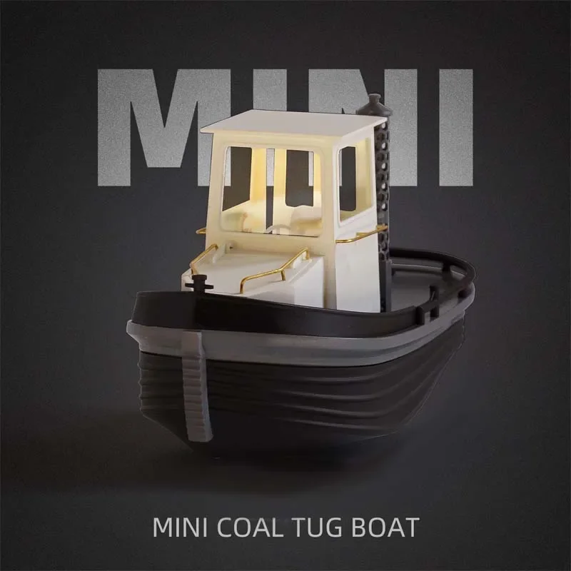 1/18 RC Mini Tugboat Model Kit 3D Printed Mini Coal Tugboat Model DIY Handmade Remote Control Ship Model Toy Collection 2