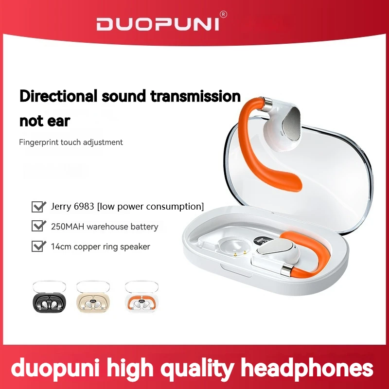 

DUOPUNI Bluetooth Earphones Wireless Headphones with Mic Transparent Stereo Air Conduction Call Earbuds Sports Headset Gamer