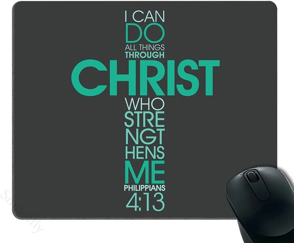 Gaming Mouse Pad Custom I Can Do All Things Through Christ Who Strengthens Me Philippians Christian Jesus Bible 9.5x7.9 In