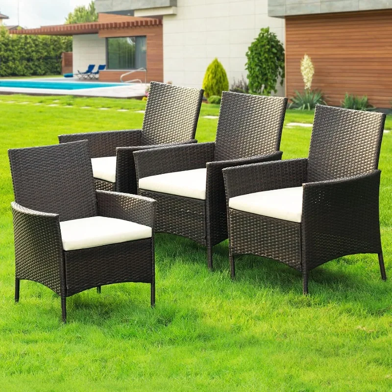

All-weather outdoor patio with powder-coated steel frame, removable seat cushions, easy assembly