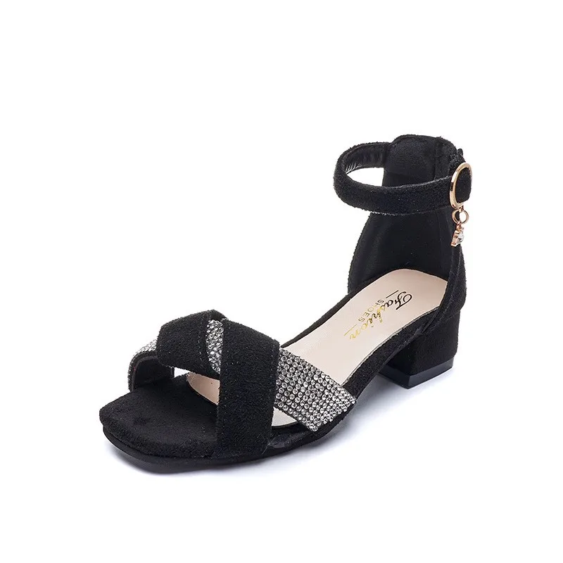 Summer Rhinestone Sandals Kids Shoes Girls Wedding Dress Shoes Children Princess Sandals Fashion Dance High Heels G944