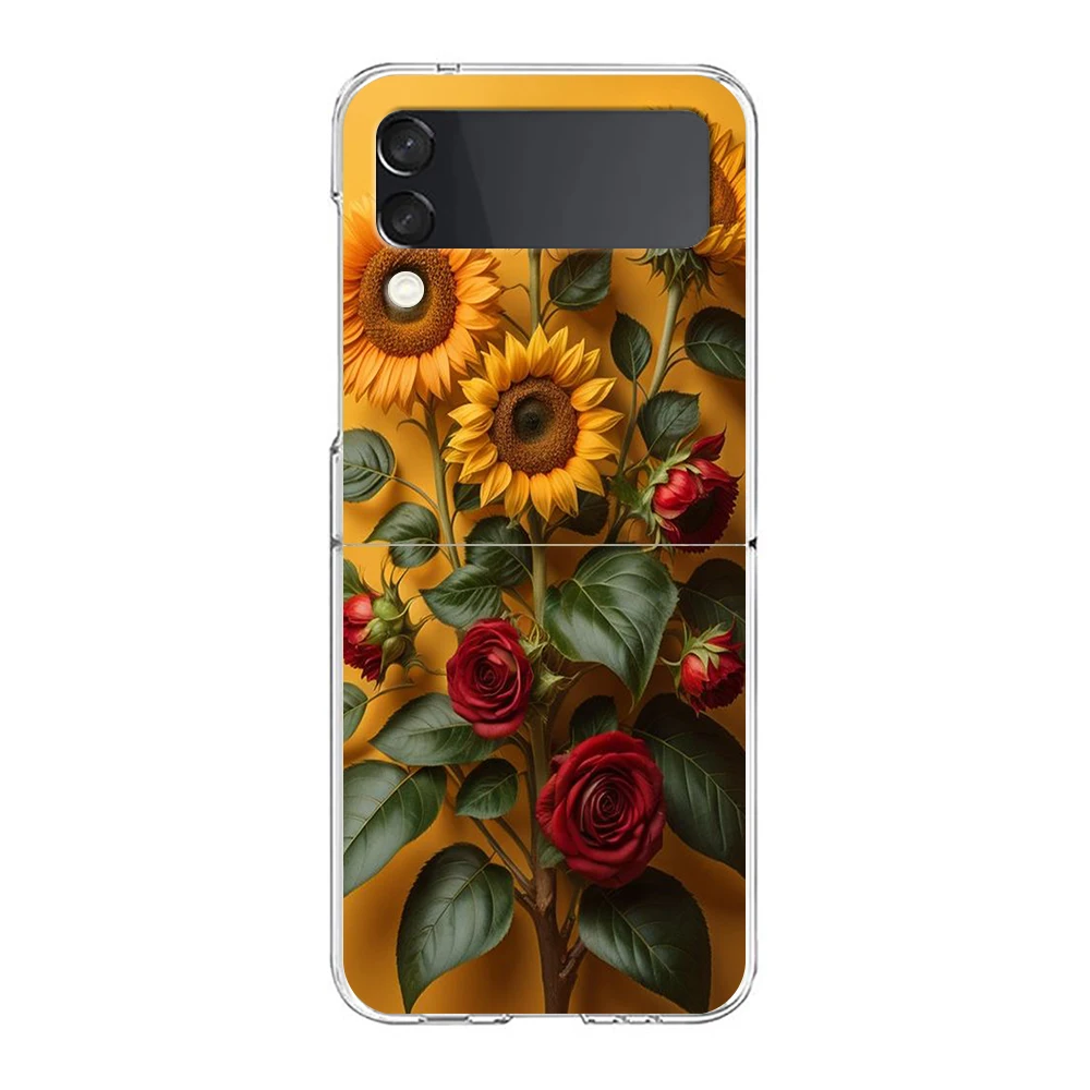 Sunflower Transparent Shockproof Hard PC Phone Case - Foldable Design