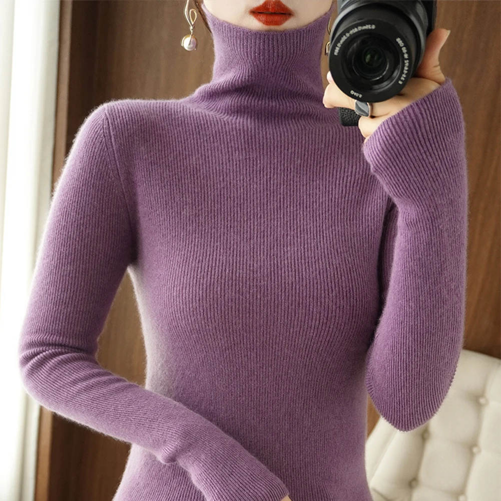 

Women's Turtleneck Ribbed Sweater Pullover Plain Faux Cashmere Jumper Pullover Knitted Solid Color Tops Sweaters Clothing