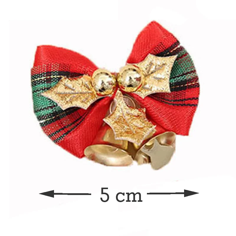 (10pcs/pack) 5cm Gold Bow Bells Decorations Christmas Tree Pendant New Year Holiday Party Handwork DIY