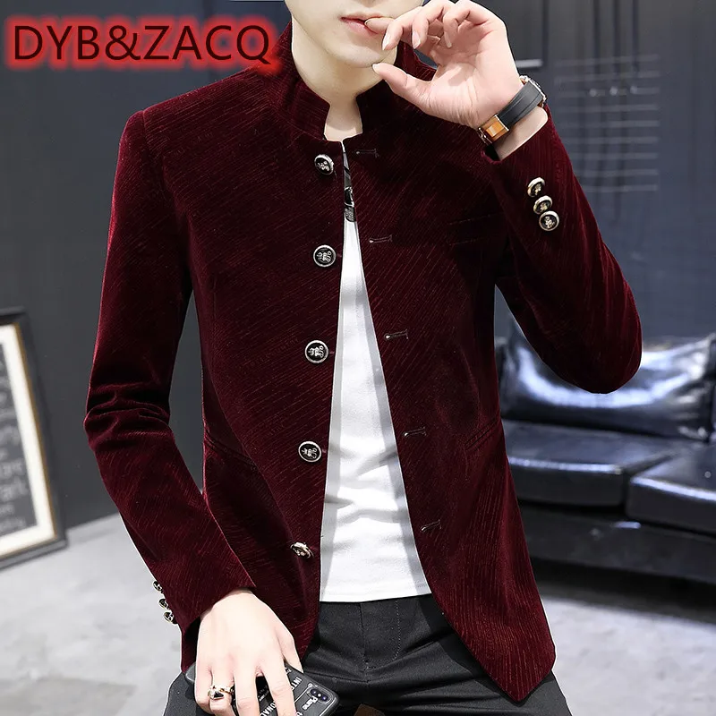 

DYB&ZACQ High-quality Men's Stand-up Collar Elegant Fashion Business Casual High-end Simple Shopping Gentleman Slim Suit Jacket