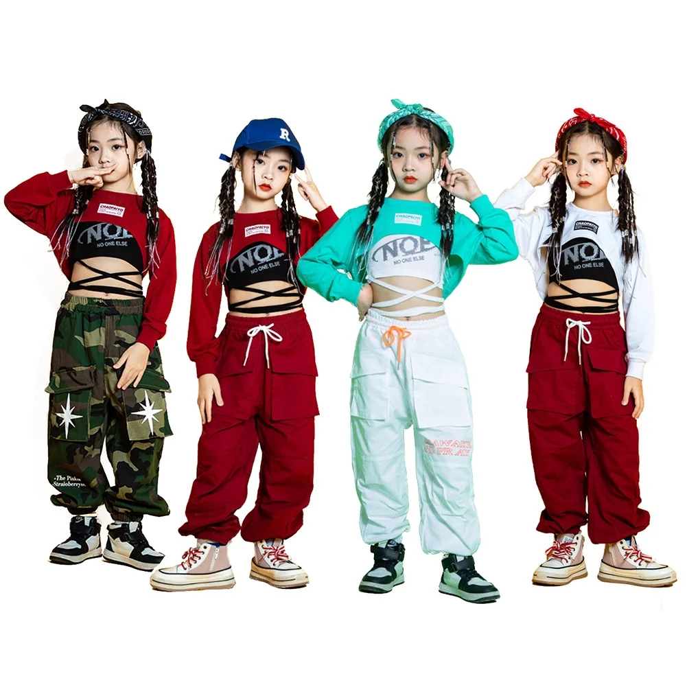 Bambini Ragazza Costume Bambini Hip-Hop Jazz Dance Clothes Festival Performance Stage Abbigliamento Casual 4-16 Anni