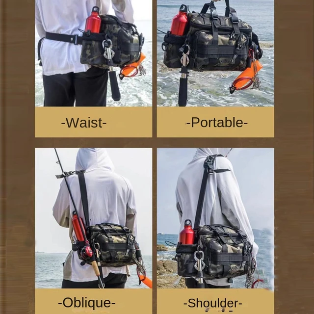 Large capacity outdoor waterproof fishing bag camouflage multi-functional  fishing gear Fanny pack shoulder crossbody bag - AliExpress