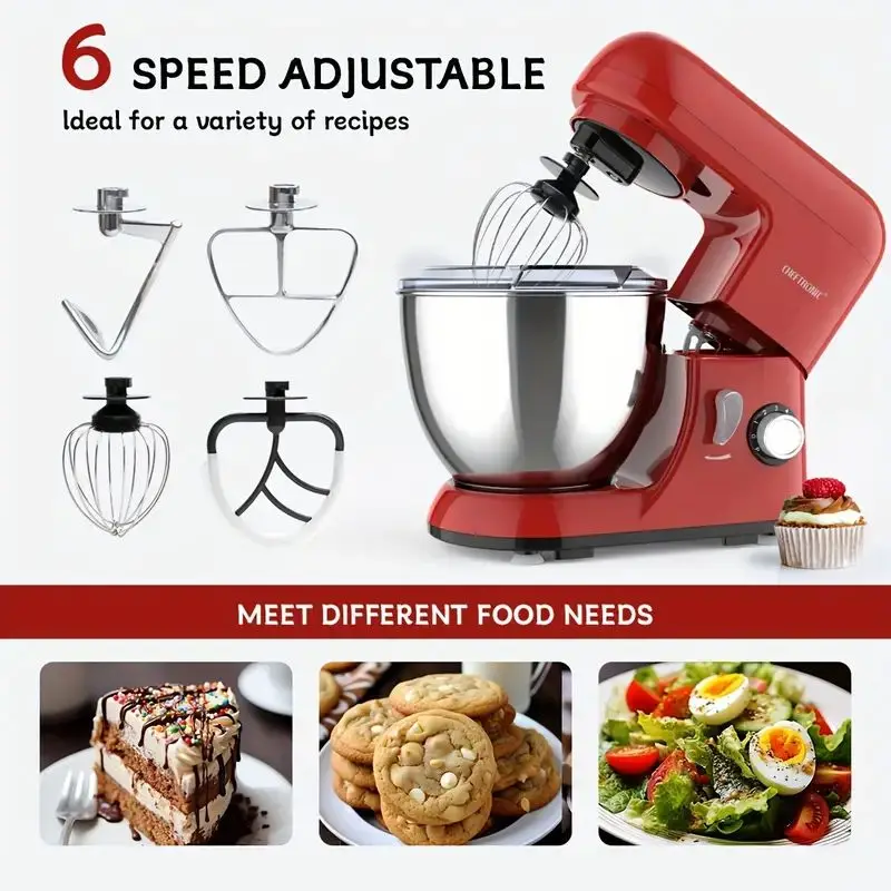 Food mixer US Plug 1pc kitchen machine 4.5 Qt Tilt-Head Electric Household Stand Mixer-500W 6+P Speed Food Beater And Butter Beater