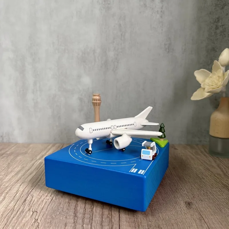 Big Plane Wooden Music Box. Boys Holiday Creative Gift Music Box. Home Decoration All Solid Wood Aircraft Model. Handmade Gifts